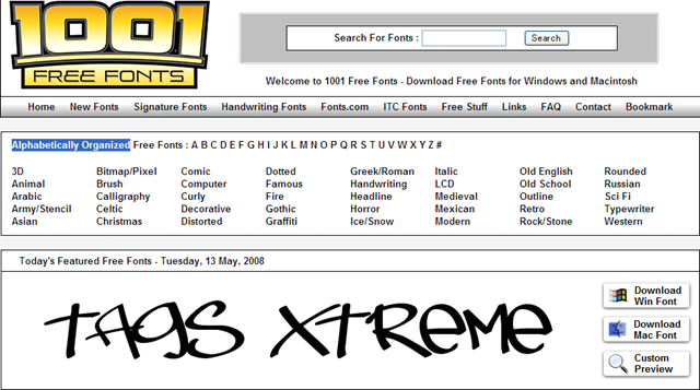 1001 free fonts download mac os